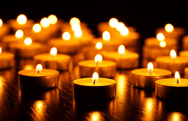 Burning candles with shallow depth of field