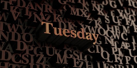 Tuesday - Wooden 3D rendered letters/message.  Can be used for an online banner ad or a print postcard.