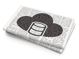 Software concept: Database With Cloud on Newspaper background