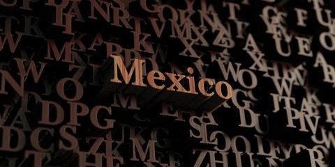 Mexico - Wooden 3D rendered letters/message.  Can be used for an online banner ad or a print postcard.