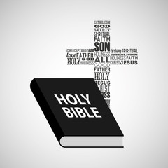holy bible religious cross with words vector illustration eps 10