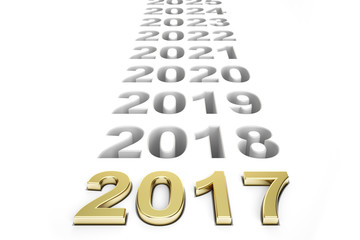 New Year 2017 concept, 3D rendering