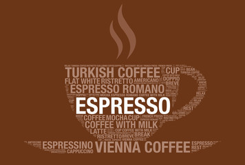 Coffee cup with Espresso word cloud vector illustration