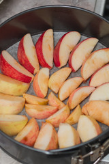 Apples are for pie on a baking sheet.