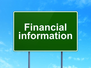 Business concept: Financial Information on road sign background
