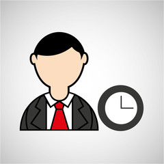 avatar man with suit and time clock graphic vector illustration eps 10
