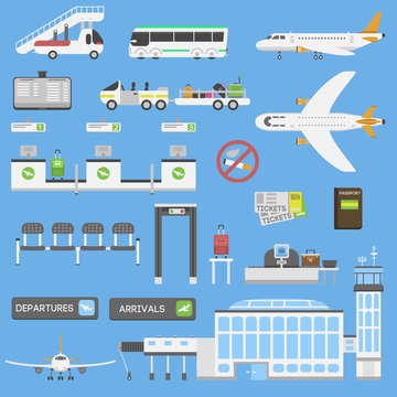 Airport symbols vector set.