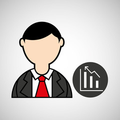 avatar man with suit and statistics graphic vector illustration eps 10