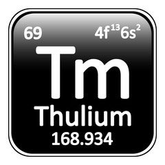 Periodic table element thulium icon.