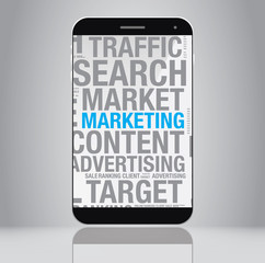 Internet marketing concept on smartphone screen vector illustration
