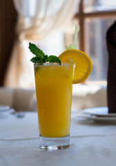 Orange fresh in the interior of a cafe