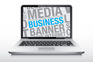 Business concept on laptop screen vector illustration