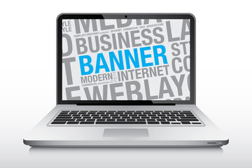 Banner concept on laptop screen vector illustration