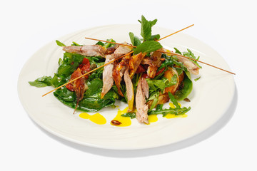 Pumpkin salad with crispy duck and greens