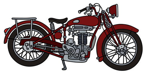 Fototapeta na wymiar Hand drawing of a classic red motorcycle