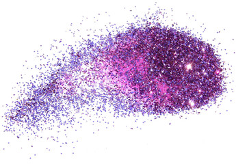 Purple glitter sparkle on white background 