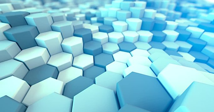 Hexagons pattern abstract waving Loop animation 4K Uhd blue 