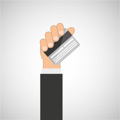 hand hold icon credit card design flat isolated vector illustration eps 10