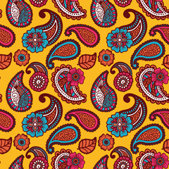 Naklejka premium Paisley seamless colorful pattern