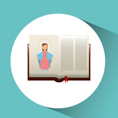 blessed virgin mary with bible design vector illustration