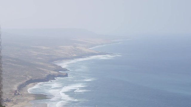 Wide scenic aerial, Moroccan coastline, Morocco.