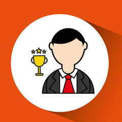 avatar man with suit and trophy graphic vector illustration eps 10