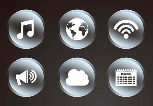 16 Circular Grayscale Gradient Social Media and Web Icons
