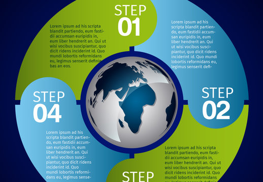 Planet Earth and Circular Tab Set Global Data Infographic