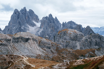 Obraz premium Tall towers of Cadini di Misurina in Dolomite Alps
