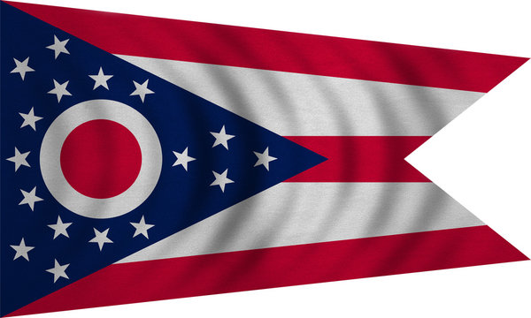 Flag of Ohio wavy detailed fabric texture on white