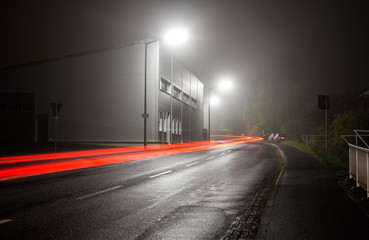 Light trail of a cars in the fog #1