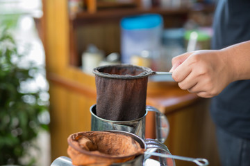 The coffee bag for filtering coffee in Thailand.