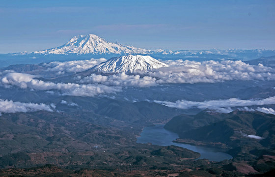 Mount Rainier and Mount St. Helens