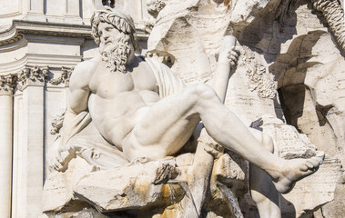 Fountains and Statues of Piazza Navona in Rome Italy