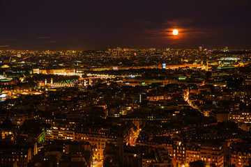 aerial view of Paris at night