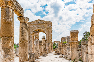 Al Bass archaeological site in Tyre, Lebanon. It is located about 80 km south of Beirut. Tyre has led to its designation as a UNESCO World Heritage Site in 1984.