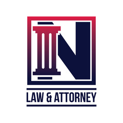 Law and Attorney N logo. Logo of law, attorney or judge in letter N 