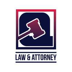 Law and Attorney Q logo. Logo of law, attorney or judge in letter Q