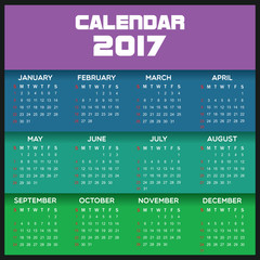 Vector Simple 2017 year calendar