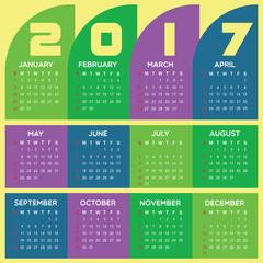 Vector Simple 2017 year calendar