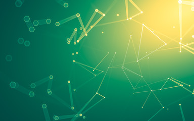 Abstract polygonal space low poly dark background, 3d rendering