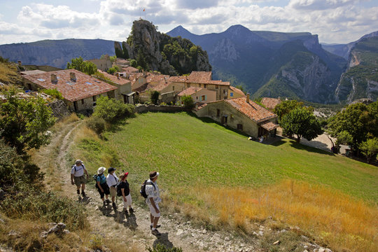 hikers n hilltop town