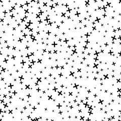 Obraz premium Seamless black, white abstract pattern. Memphis style, 80th. Decorative background