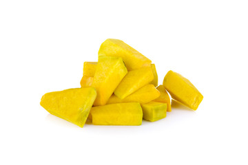 portion cut pumpkin on white background