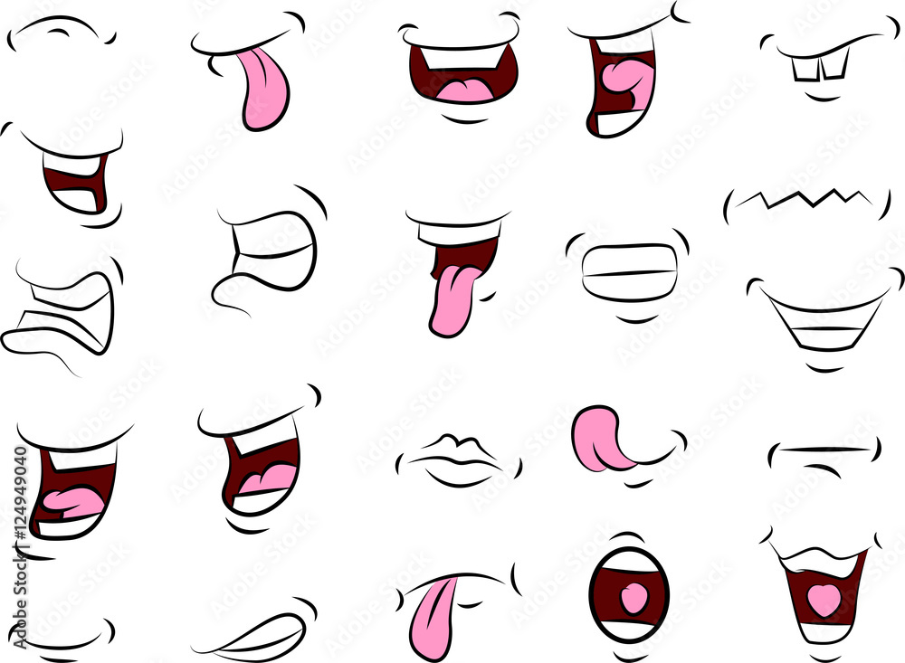 Wall mural set of mouths cartoon for your design - Wall murals