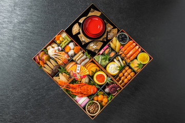 典型的なおせち料理 General Japanese New Year dishes(osechi)