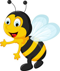 happy Bee cartoon flying