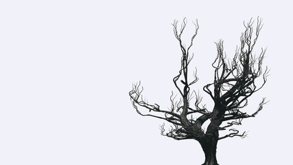 Silhouette of bare tree  halloween horror background - 124950476