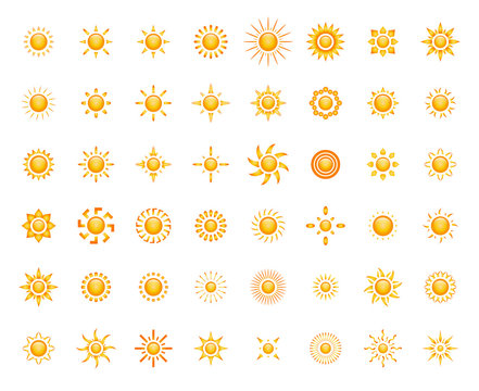 Set of glossy sun images for your design