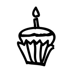 cupcake with candle icon image vector illustration design 